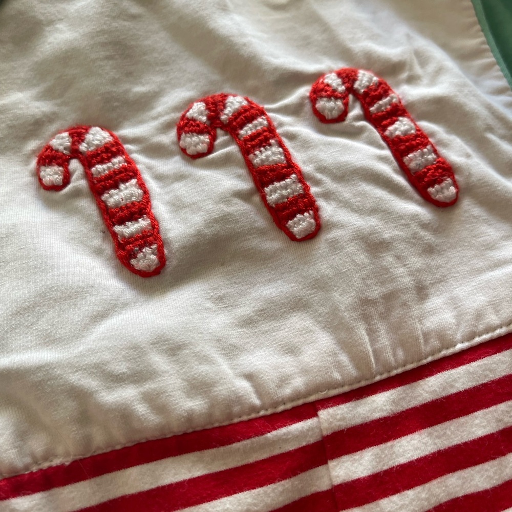 Sugar Dumplin Toddler Boy French Knot Candy Cane and Mint Green Overalls - Picture 4 of 6